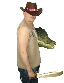 Childrens 8-12 Yrs Crocodile Dundee Australian Fancy Dress Hat & Waistcoat Set