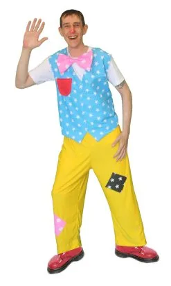 Mens Mr. Tumbles Waistcoat Bow Tie Trousers Kids Entertainer Fancy Dress Outfit