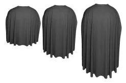Adults Black Custom Made Super Hero Cape Fancy Dress Accessory
