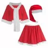 Childs Little Miss Christmas Skirt Shawl & Santa Hat Xmas Festive Fancy Dress Costume [2 Sizes]