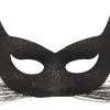 Ladies Black Glitter Cat Mask With Whiskers Catwomen Eye Mask