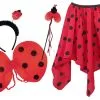 Girls Ladybird Lady Bug Handkerchief Skirt & Wings Set Insect Fancy Dress