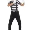 Adults Black & White Mime Costume Theatrical 1920's Artist French Street Actor Fancy Dress