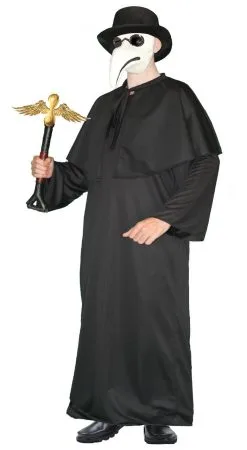 Adults Plague Doctor Mask Top Hat Mantle & Robes Halloween Fancy Dress Costume