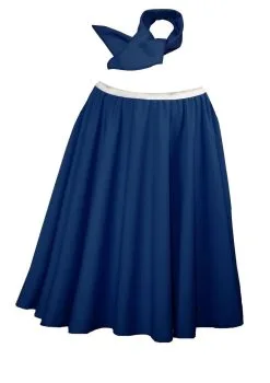 Ladies 22" Navy Blue Full Cirlcle Rock & Roll Skirt With Necktie 1960s Fancy Dress -Halloween Shop c4462b9a 5adb 4ca5 8d29 a221c0ac4537 60261.1458224741