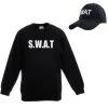 Unisex Black SWAT Police Riot Team Special Forces Cap & Sweatshirt Set