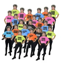 1980's 80's 1990's 90's Off The Shoulder Pop Icon & Movie TV Film Slogan Crop Top