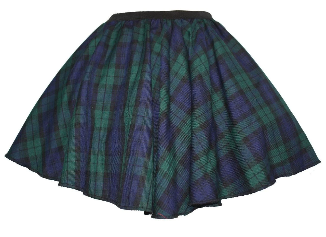 Ladies Black Watch Tartan Full Circle Skater Skirt With Elasticated Waistband 3 Ladies Black Watch Tartan Full Circle Skater Skirt With Elasticated Waistband - Image 3