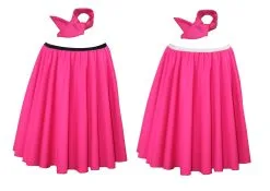Adults 22" Length Neon Pink Rock & Roll Skirt & Neck Tie 1950's Fancy Dress [2 Sizes]
