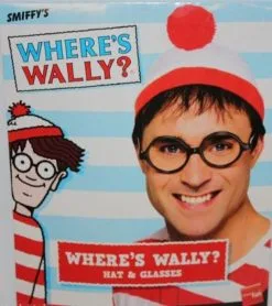 Wheres Wally? Red White Nerd Hat & Glasses