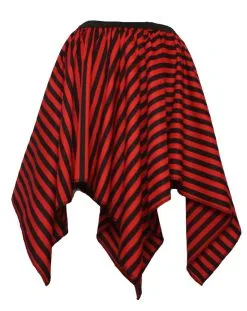 Childs Kids Red & Black Stripe Pirate Hankerchief Fancy Dress Dance Skirt [Childs Age 8-12 Years]