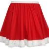Ladies Red Santa Claus Full Circle 15" Skater Skirt With White Faux Fur Trim