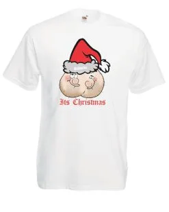 Unisex White Bollocks It's Christmas Funny Xmas Gift T-Shirt
