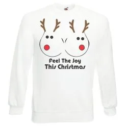 Unisex Christmas Jumper Feel The Warmth Rudolph Boobs Funny Sweatshirt