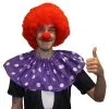 Purple & White Polka Dot Clown Collar With Red Afro & Sponge Clown Nose