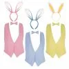 Adults Pastel Easter Bunny Sets Waistcoat Bowtie & Coloured Rabbit Ears