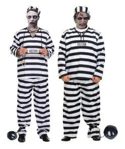 Adults DIY Zombie Convict Prisoner Chain Gang Halloween Fancy Dress Costume [2 Sizes]
