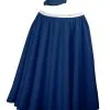 Ladies 22" Navy Blue Full Cirlcle Rock & Roll Skirt With Necktie 1960s Fancy Dress
