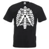 Mens Black Skeleton Rib Cage T-Shirt Halloween Human Anatomy Top