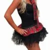 12" Red Tartan Cyber Tutu Skirt & Neck Tie With Black Trim