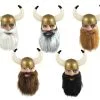 Medieval Norse Warrior Viking Horned Hat & Beard Fancy Dress