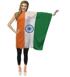 Adults India National Flag Dress Patriotic Supporters Fancy Dress Costume [2 Sizes]