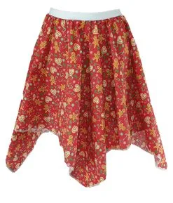 Childs Christmas Ginger Bread Handkerchief Skirt Xmas Design