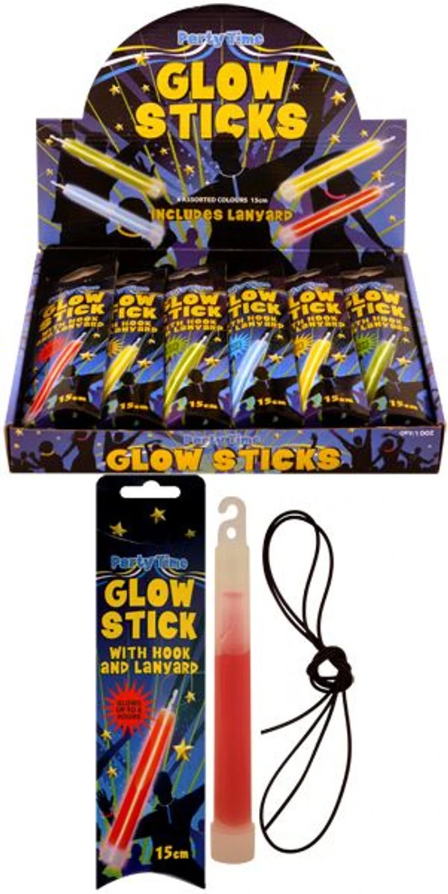 15cm Coloured Club Party Time Old School Ravers Glow Stick With Lanyard 1 15cm Coloured Club Party Time Old School Ravers Glow Stick With Lanyard