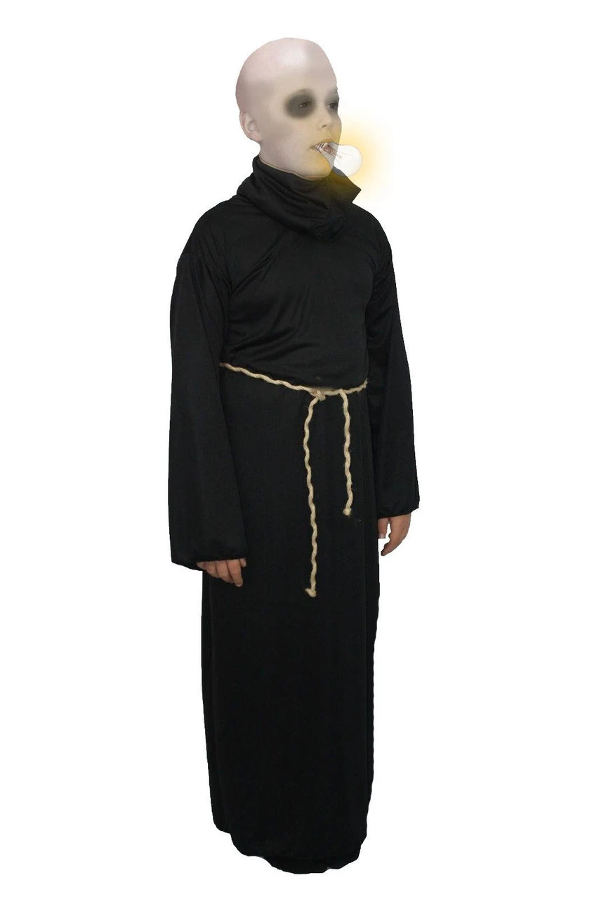 Kids Uncle Fester Addams Family Fancy Dress Halloween Robe BALD WIG & Facepaint 1 Kids Uncle Fester Addams Family Fancy Dress Halloween Robe BALD WIG & Facepaint