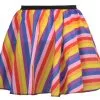 Ladies 15" Multi Coloured Striped Full Circle Skater Skirt LGBT Fancy Dress