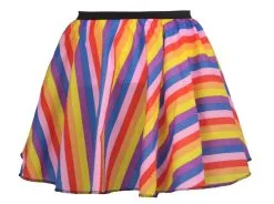 Ladies 15" Multi Coloured Striped Full Circle Skater Skirt LGBT Fancy Dress